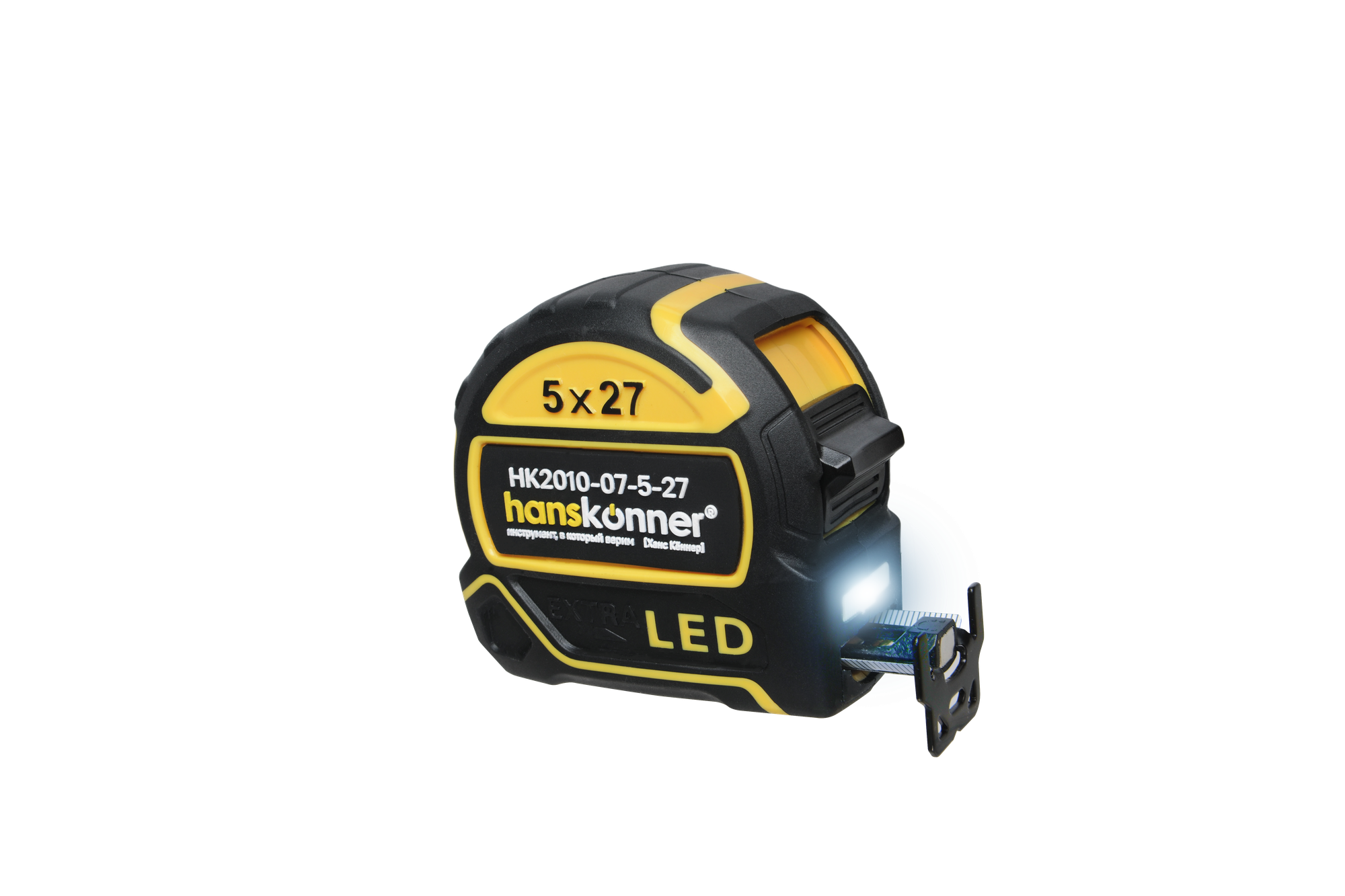 Рулетка Hanskonner HK2010 07 5 27 5x27 противоударный обрезин  корпус  LED фонарь