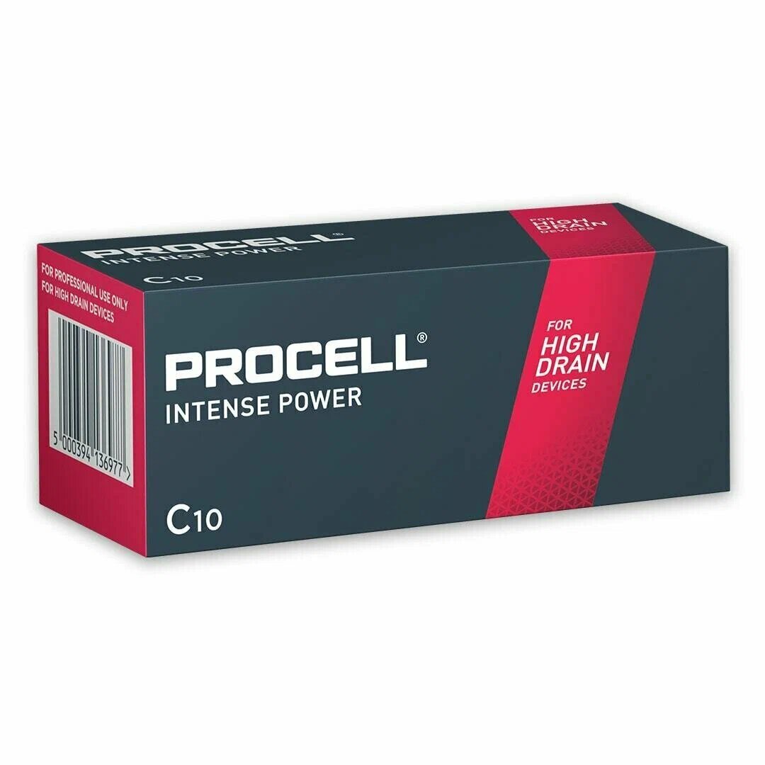 Батарейка DURACELL PROCELL INTENSE C BOX10, (10) шт. в упаковке, щелочная