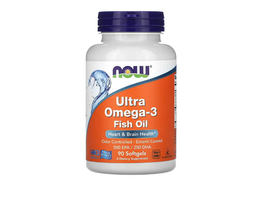 NOW Foods Ультра Омега-3 – поддержка сердца, мозга и суставов, 90 капсул