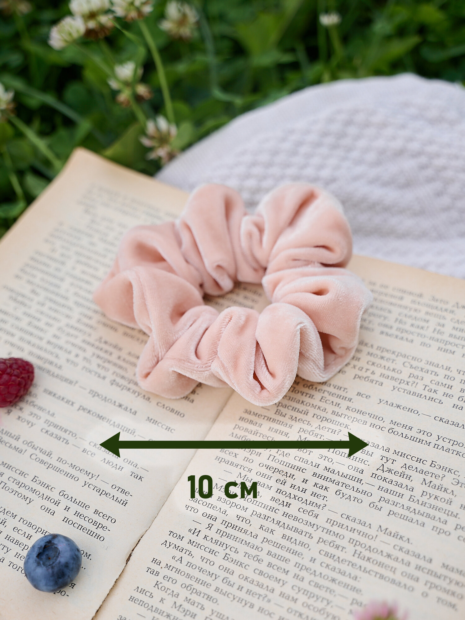 Резинка для волос бархатная светло-персиковая 1шт — фото 1