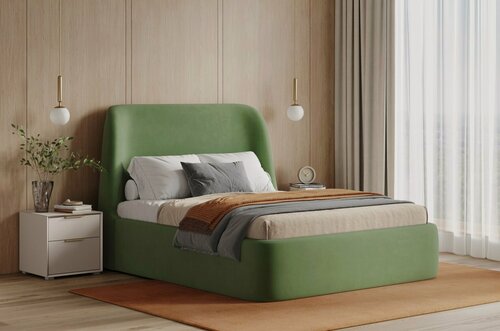 Изображение товара Кровать 200х160 двуспальная Divan.ru Далти 160 Велюр Оливковый, 160х176х127 см