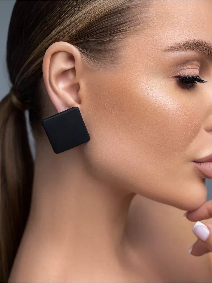 Серьги пусеты, черный — фото 1