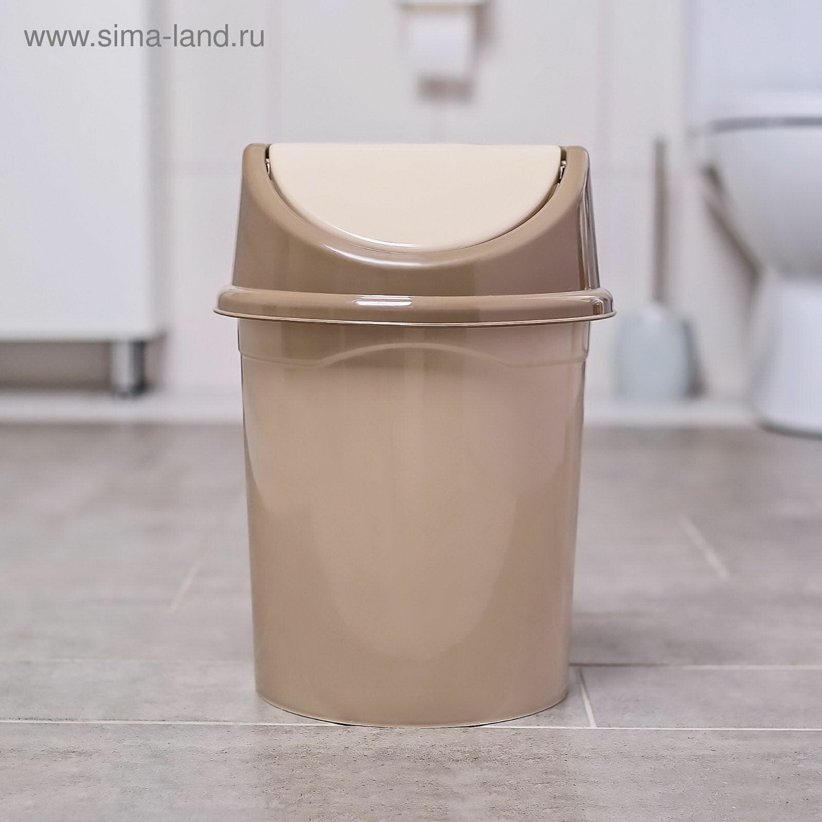 Ведро с плавающей крышкой 8 л латте цвет: бежевый особенность: с крышкой
