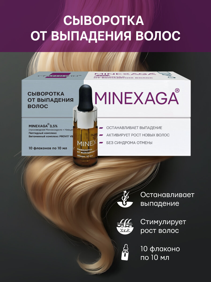 Сыворотка от выпадения волос для тонких и поврежденных волос Селенцин Minexaga