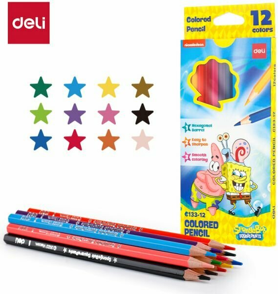 Цветные карандаши DELI Enovation EC113-12 трехгранные пластик 12 цветов коробка