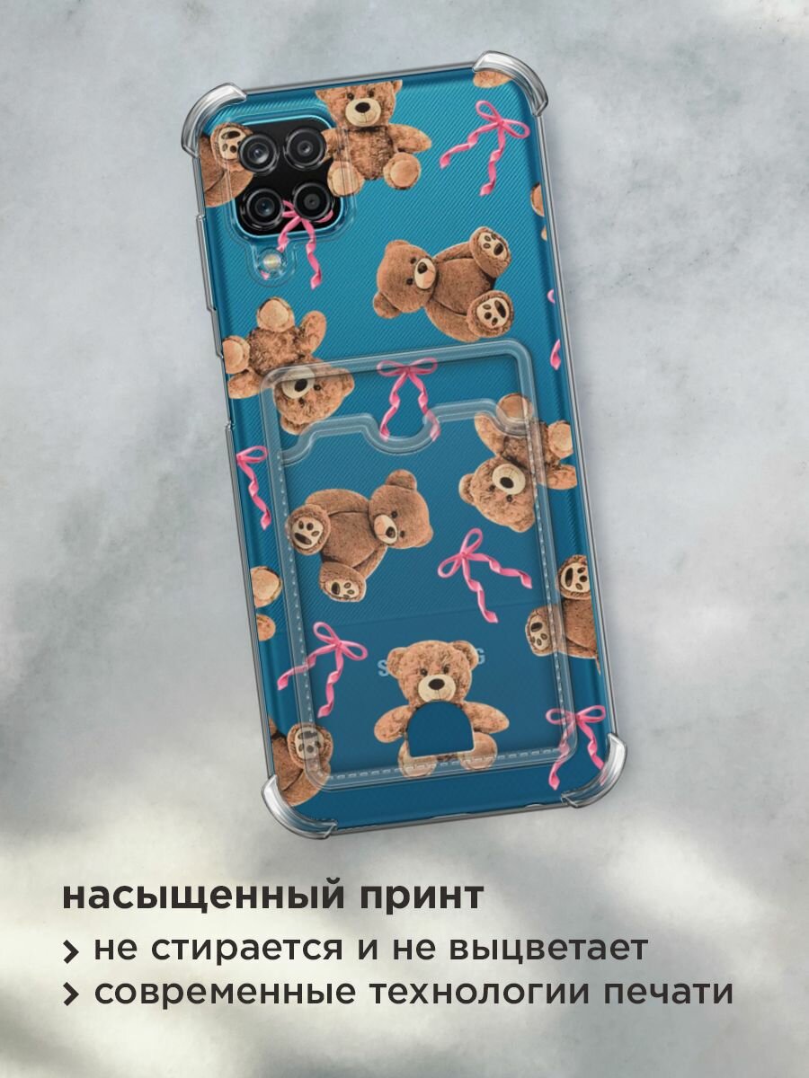 Чехол на Samsung Galaxy A12/M12 (Самсунг Галакси А12/М12) с картой и принтом "Мишки и бантики" — фото 1