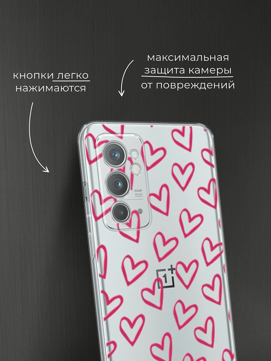 Чехол на OnePlus 9RT / ВанПлас 9RT с принтом "Темные сердечки" — фото 1