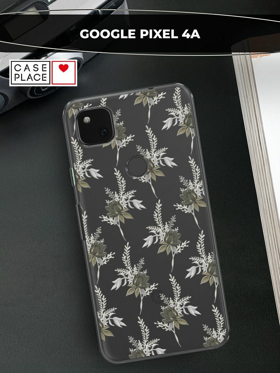 Чехол на Google Pixel 4A / Гугл Пиксель 4А с принтом "Паттерн цветы сепия"
