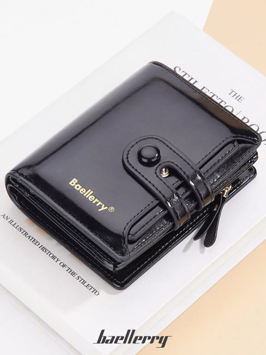 Кошелек baellerry, фактура лаковая, black — фото 1