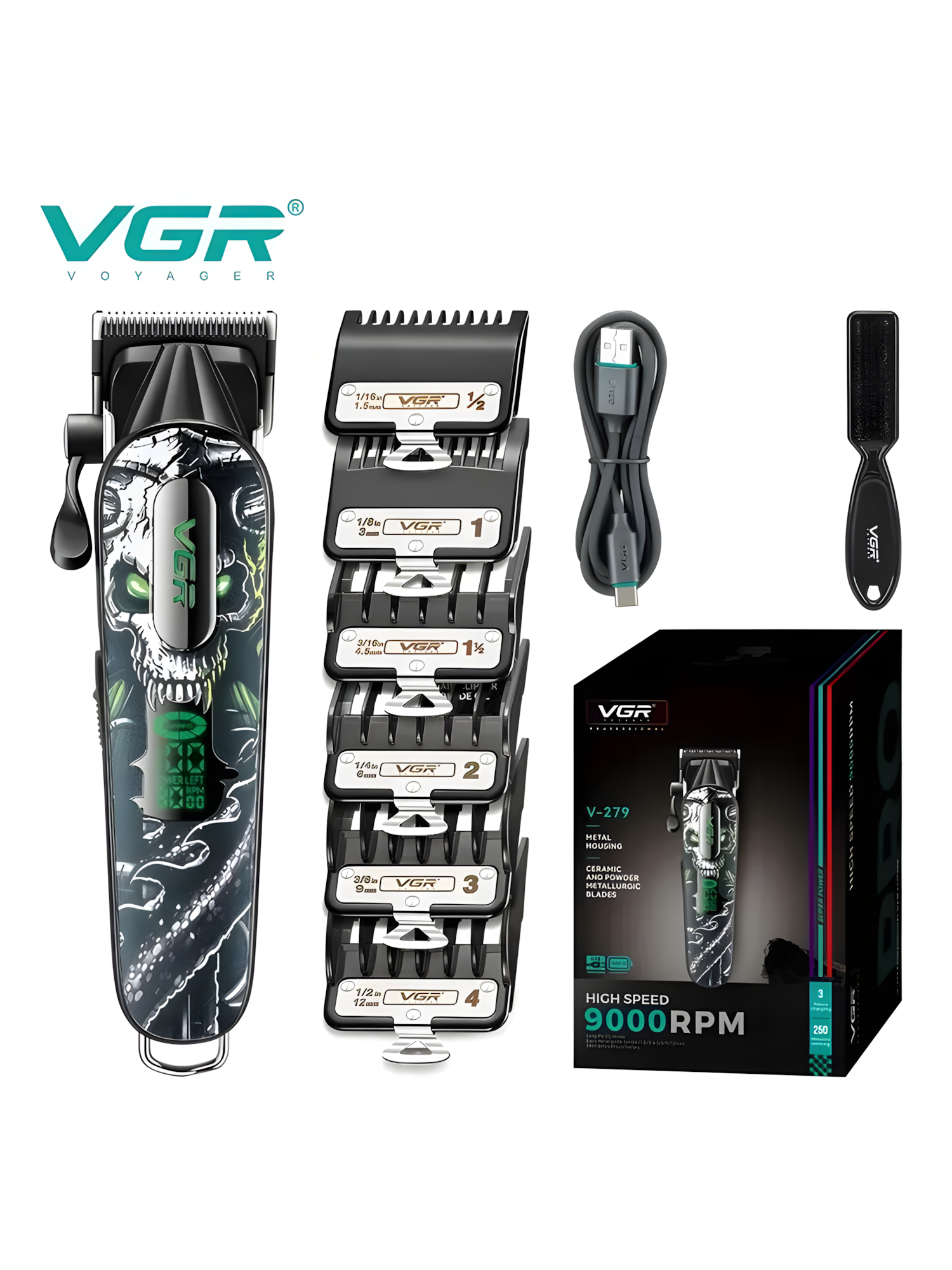 Профессиональная машинка для стрижки волос VGR V-279 , с дисплейем , Premium