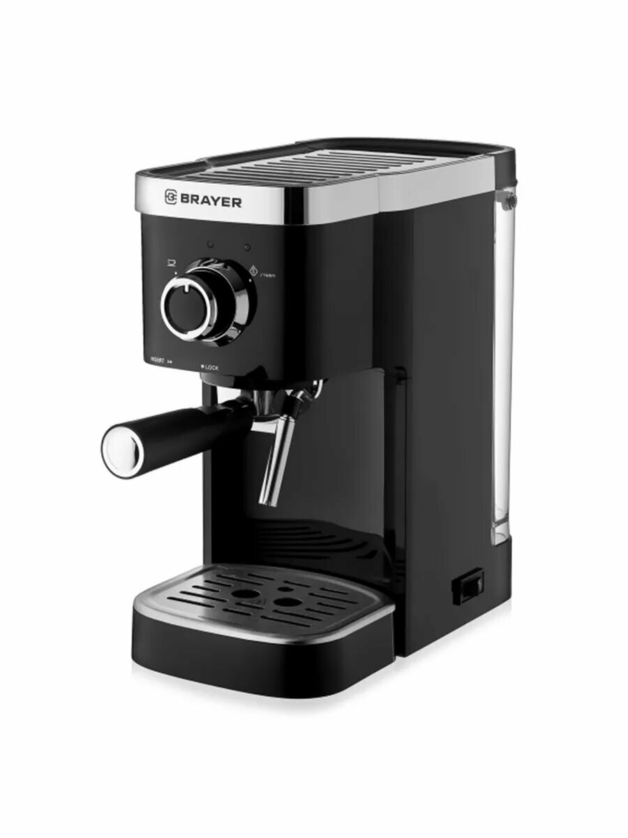 Кофеварка BRAYER BR1100 черный 1500Вт давление 15Бар съемная корзина для капель