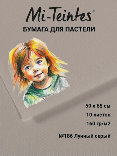 Изображение товара CANSON Mi-Teintes бумага для пастели 160 г/м2, 10 листов 50 х 65 см, №186 Лунный серый C31032S132