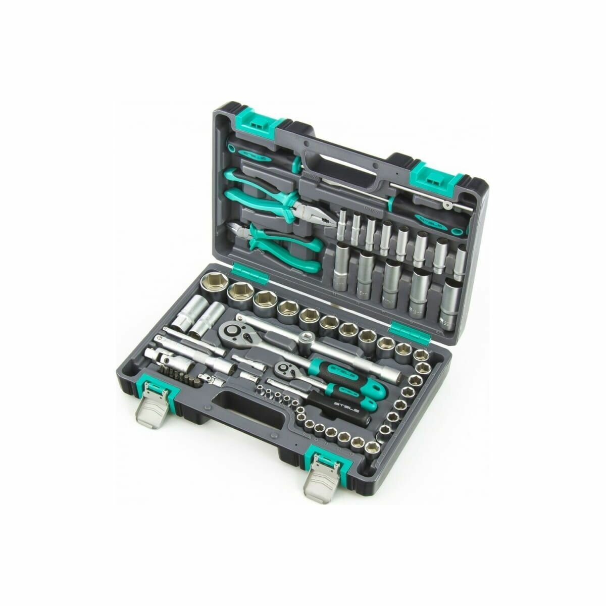 Набор инструментов Stels 14108 1/2", 1/4"/CrV/пластиковый кейс/69 предметов