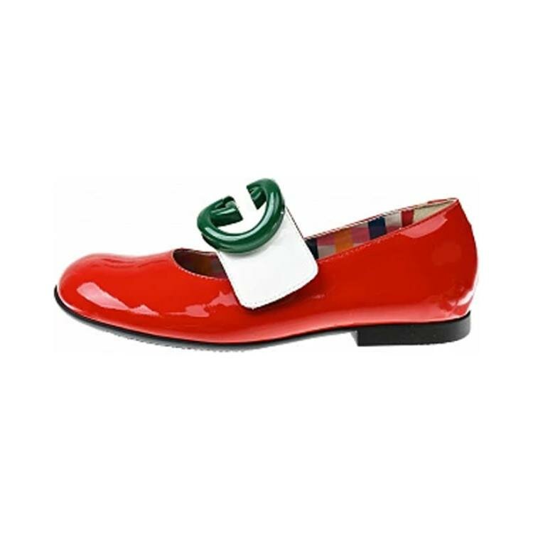 GUCCI Abrasion Resistant Low Top Kids' Leather Shoes Red Children Aged 3 7 Years Old 32