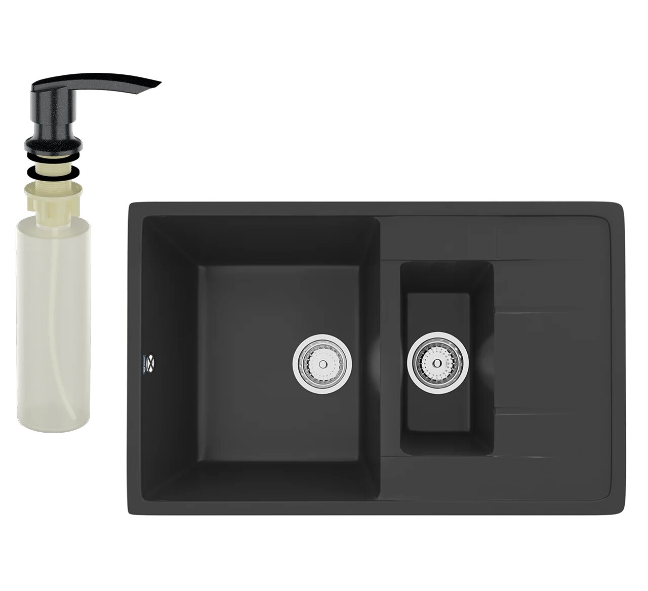 Мойка кухонная Ulgran U-205 344 прямоугольная 50x77 мойка для кухни с крылом матовая черная