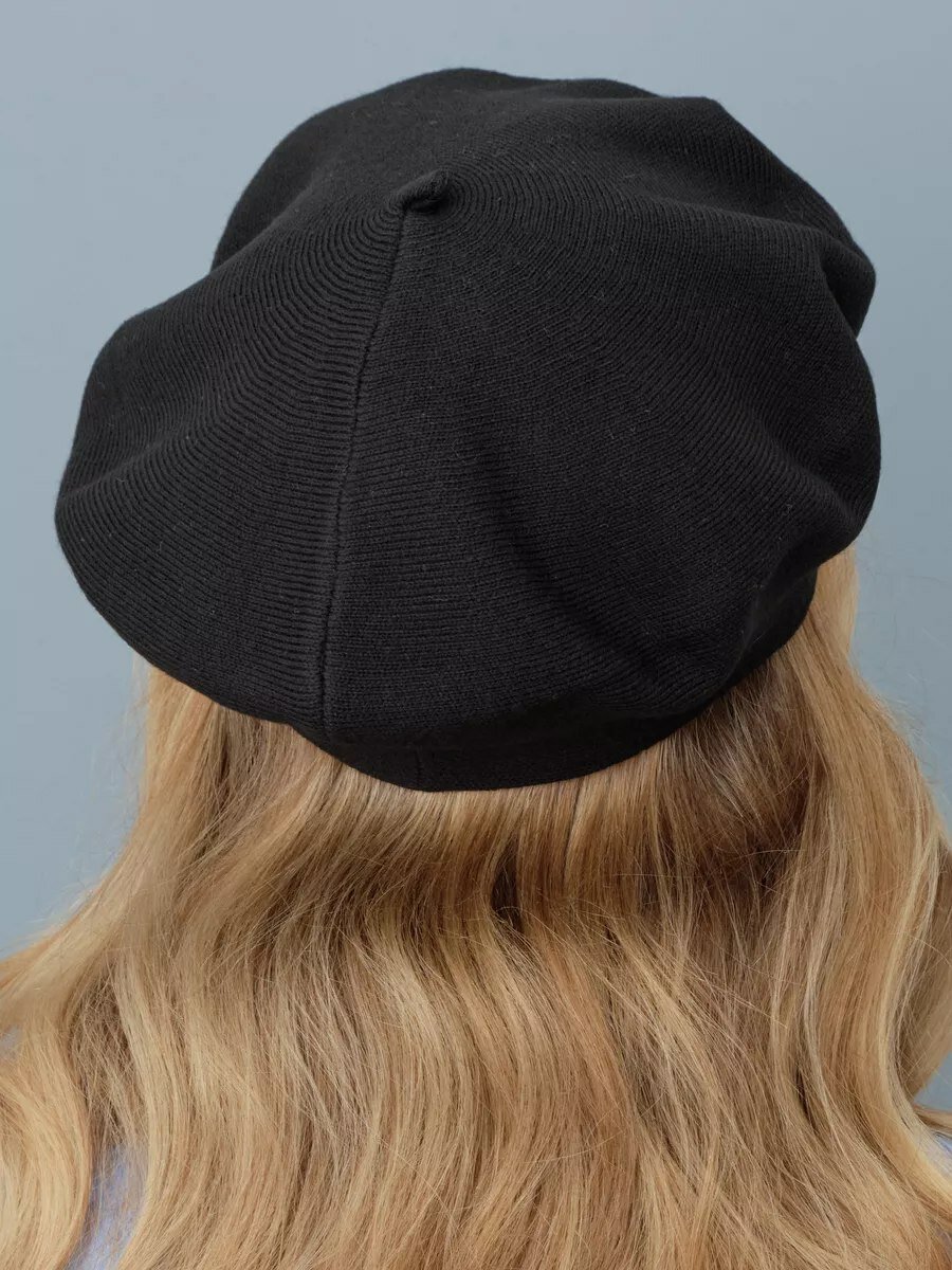 Берет  для девочек и женщин, размер 7.5, черный — фото 1