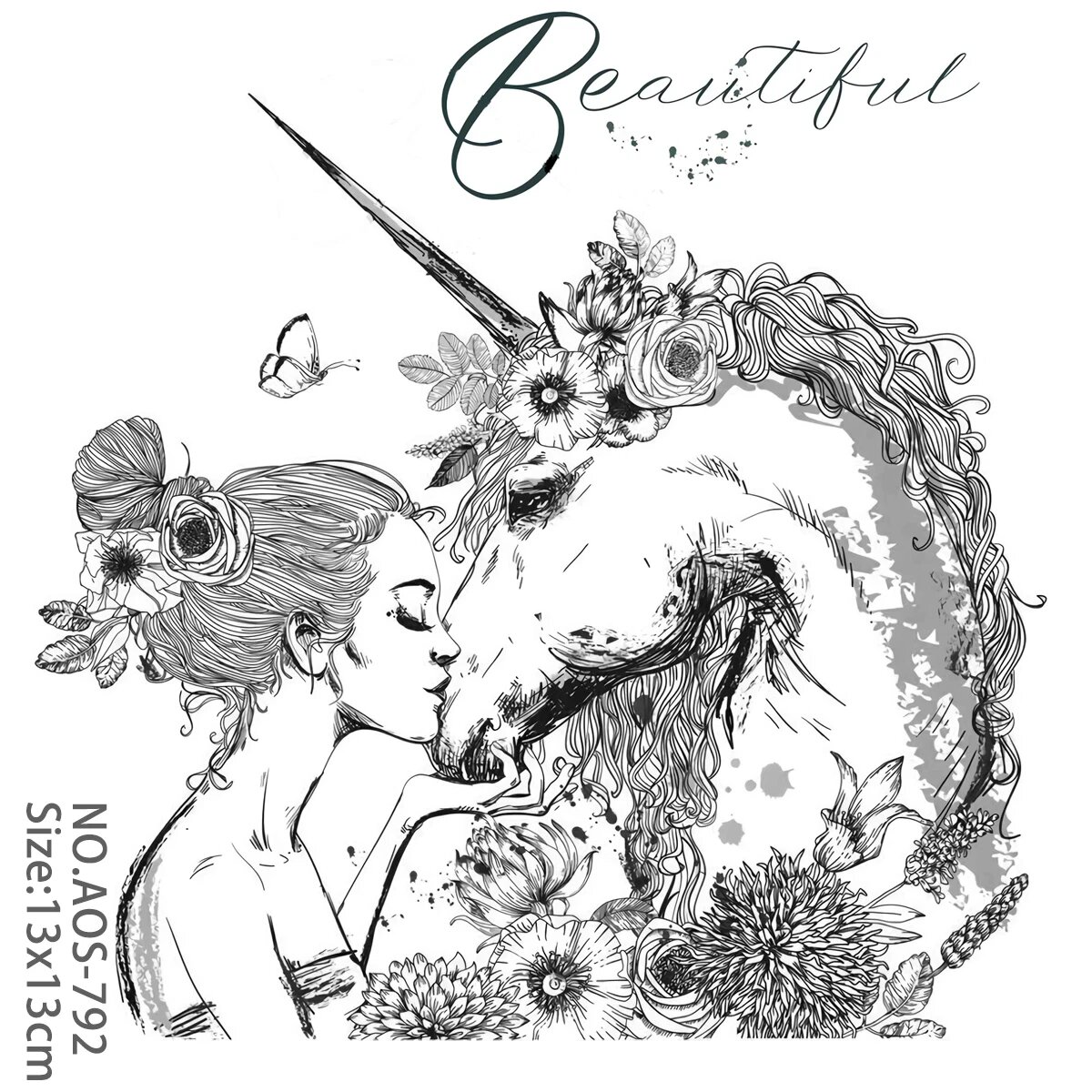 AZSG Силиконовый штамп Единорог для скрапбукинга Белый AOS-792