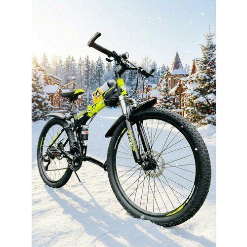 Горный складной велосипед GROM, городской, 26 дюймов / взрослый, мужской и женский для прогулки / скоростной, спортивный велик для подростков черный/желтый