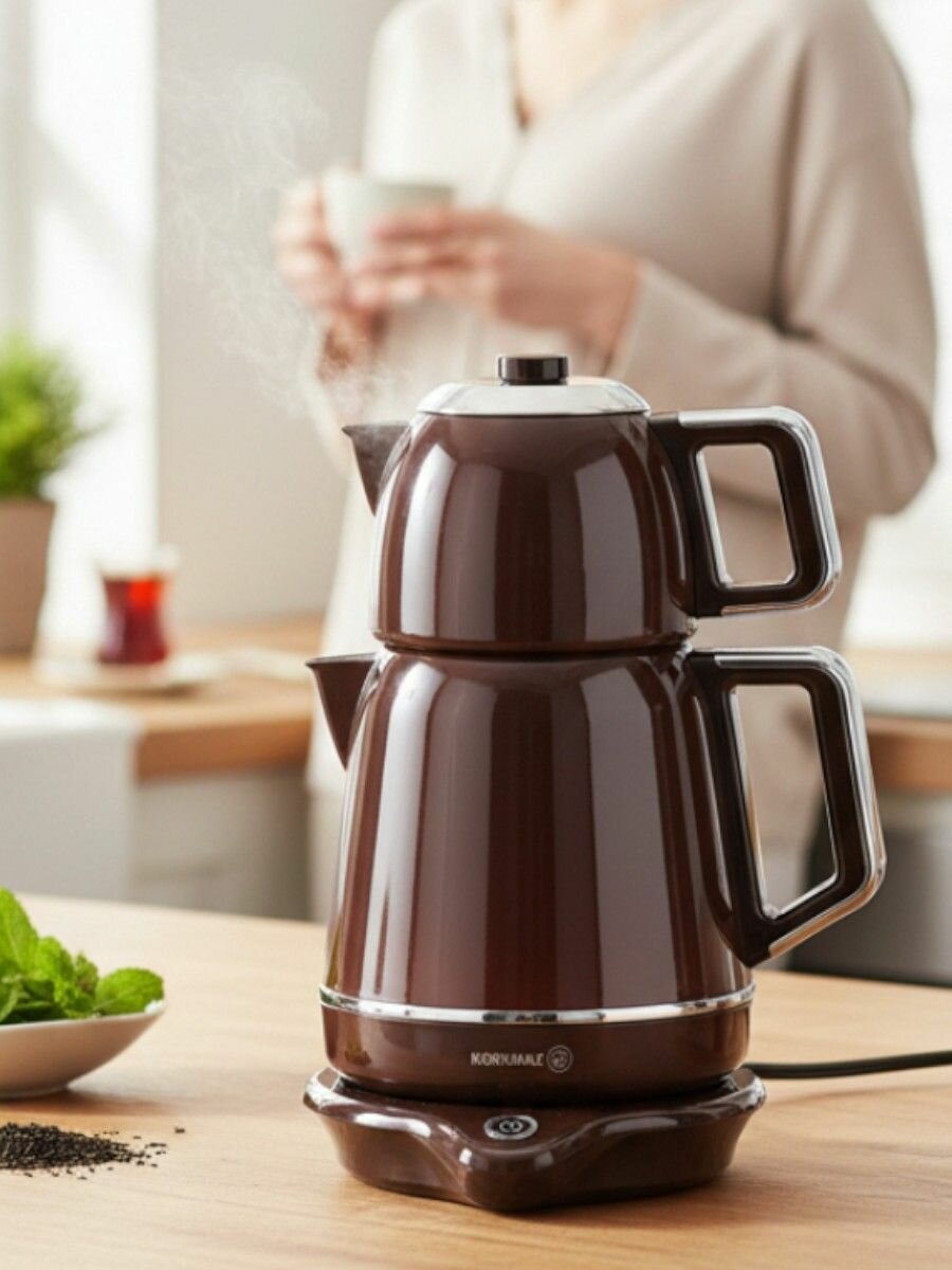 Турецкий электрический двойной чайник Korkmaz Demiks 2,9 литра