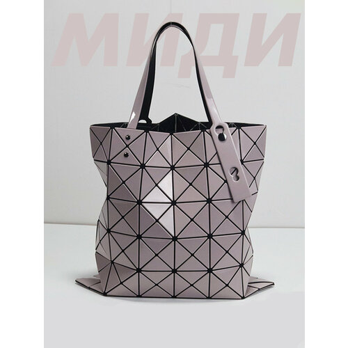 фото Сумка тоут миди, фактура гладкая, розовый, фиолетовый