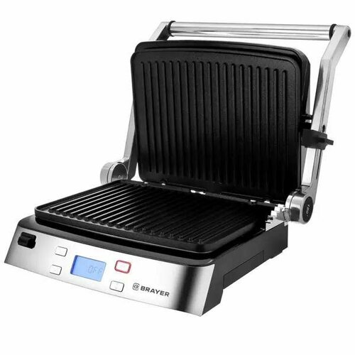 Электрогриль Brayer электрический гриль-пресс 2000 Вт серебристогочерного цвета 1149000₽