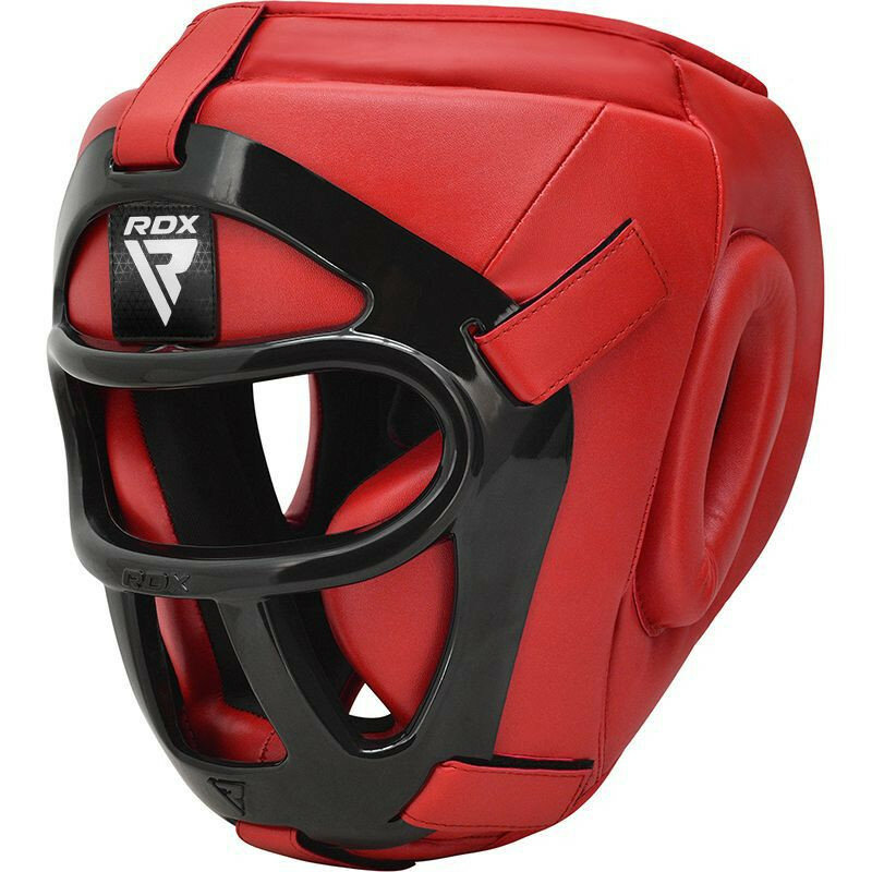Боксерский шлем RDX T1F M красный, со съемным забралом