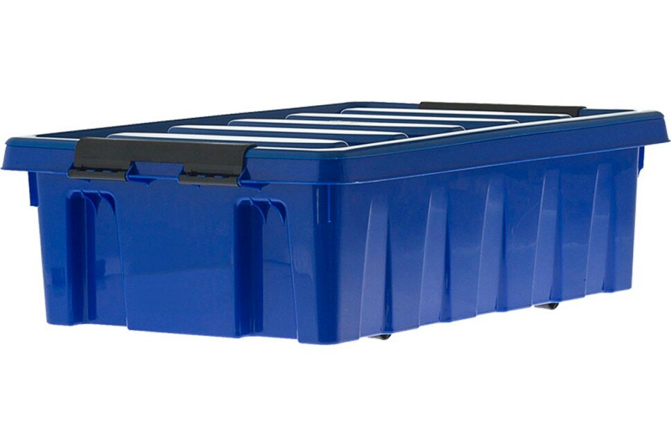 Ящик Rox Box п/п 580х390х180 мм с крышкой и клипсами на роликах синий 18709