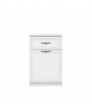 фото Тумба комбинированная общего назначения Leset Болтон, холст белый, белое дерево, рамух