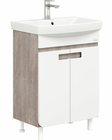 фото Тумба с раковиной Onika Харпер 55.10, цвет белый /мешковина, ум. Carina 55