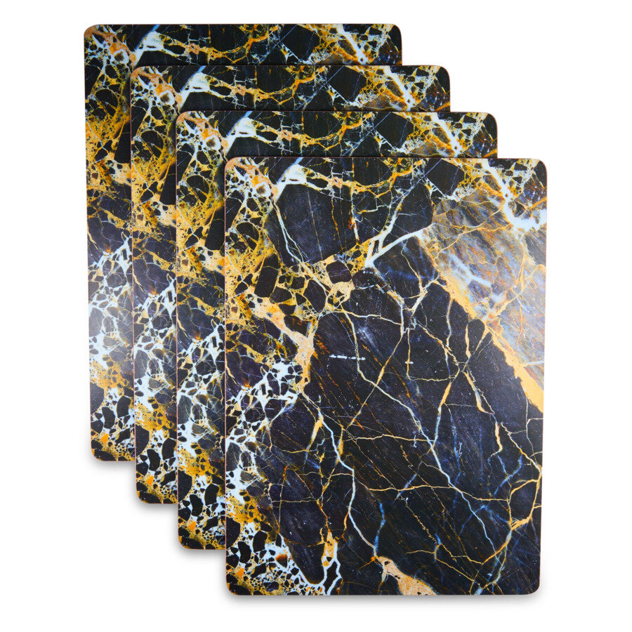 фото Набор плейсматов прямоугольных Creative Tops Синий мрамор 40х29 см, 4 шт, пробка, п/к