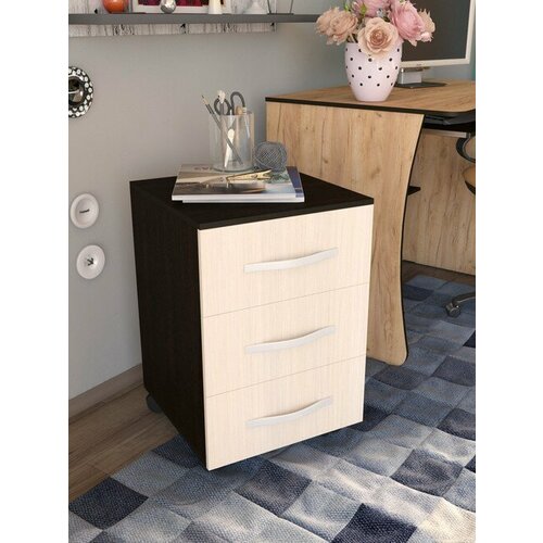 Тумба выкатная Комфортная мебель (венге/светлый) коричневый, бежевый