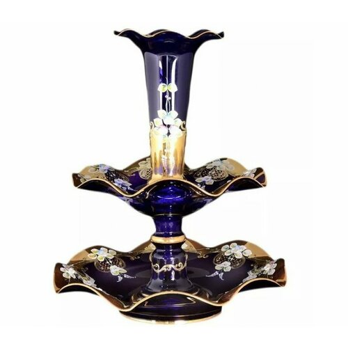 Этажерка Горка 2 яруса 50 см Bohemia Crystal Лепка Синяя E-S 25818₽