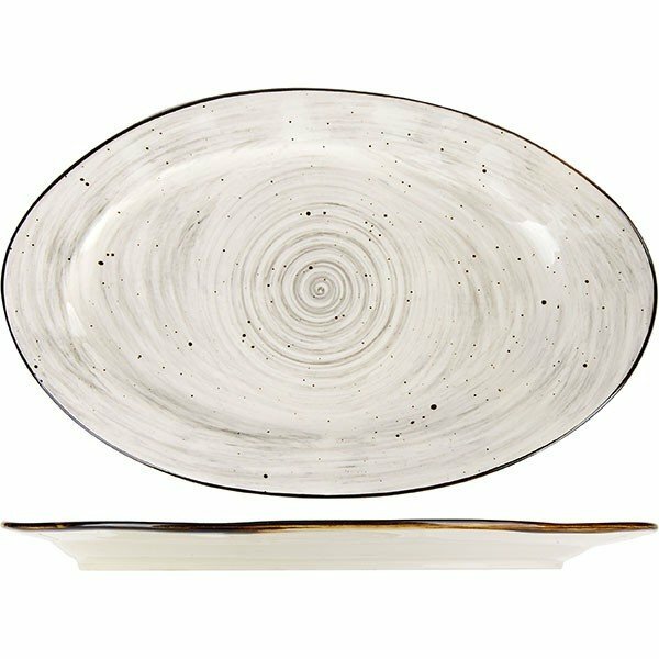 фото Блюдо овальное «Пастораль» 32.5х20.5 см серый KunstWerk, 3022662