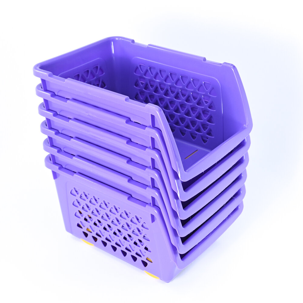Корзины для хранения, набор 3 шт. по 10 л. (цвет фиолетовый) - фотография № 4