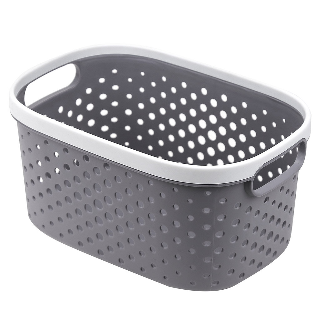 фото "Домашняя мода" Корзина пластмассовая для хранения "Сицилия" 24х16,5см h12см, с ручками, серый (Китай)