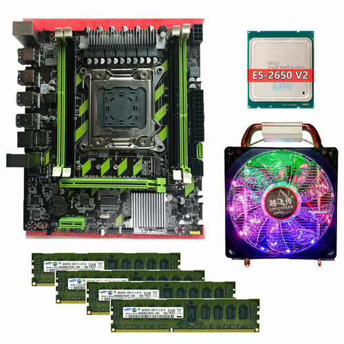 Комплект Плата материнская Atermiter X79 RS7 сокет 2011 + процессор 8 ядер Xeon E5-2650 v2 + Кулер 3-pin + 16Гб памяти DDR3