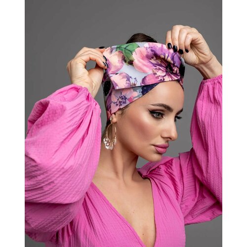 Гибкая повязка на голову must_be_style, ручная работа, итальянский хлопок, цветочный принт