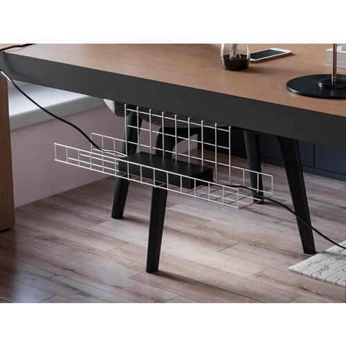 Корзина для фиксации источников питания 490х120х130 мм крепление под столешницей Металлик серебристый 687₽