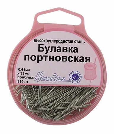 Булавки-гвоздики портновские в пластиковом контейнере, 33 мм, около 310 шт Hemline 716