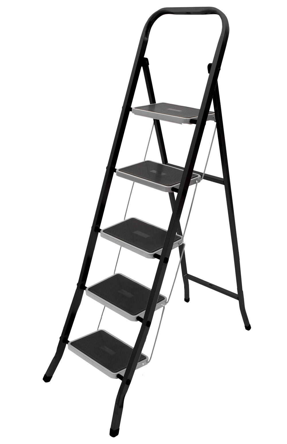 фото Стремянка Black, 5 широких ступеней, с ковриком, сталь, Zalger