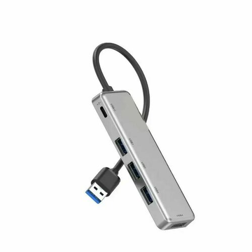 USB хаб разветвитель адаптер юсб хаб 4 разъема USB 1 разъем USB-C активный подключение любых устройств 990₽