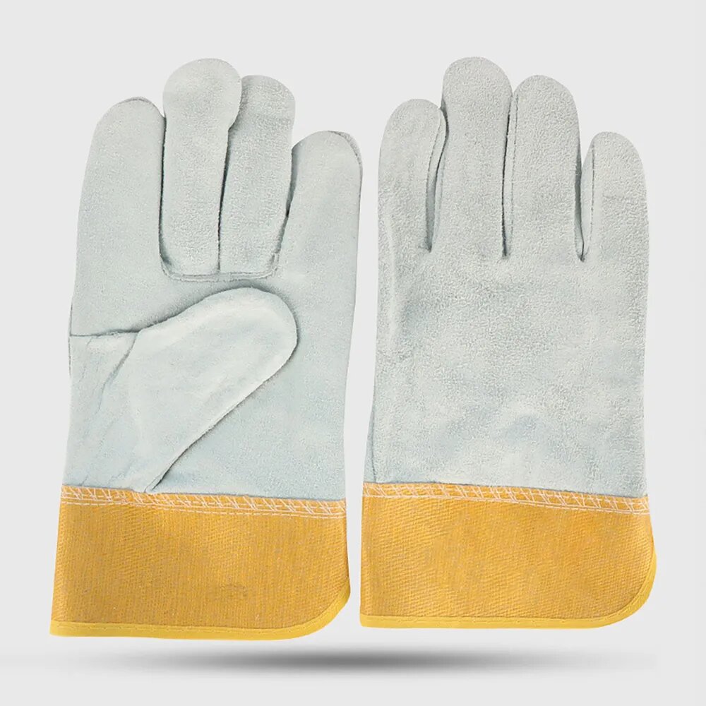 фото Сварочные перчатки из воловьей кожи, огнестойкие, термостойкие, водонепроницаемые, нескользящие, рабочие перчатки