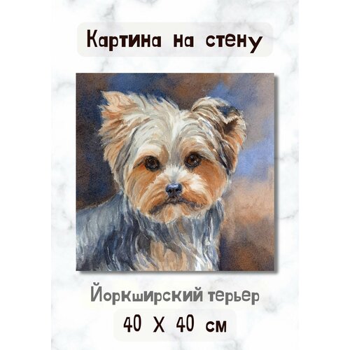 Картина "Йоркширский терьер" на холсте в рисованном стиле с маленькой собакой 40х40 Bestkartina