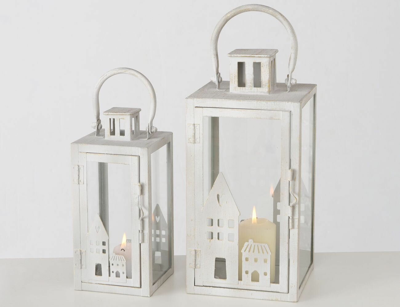 Набор декоративных подсвечников-фонарей силькеборг белый 23-31 см 2 шт Boltze 2026250