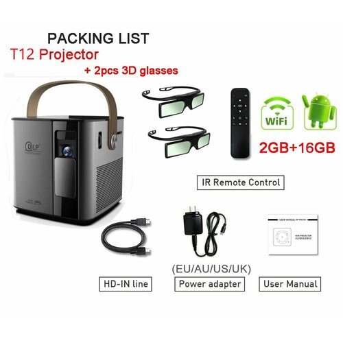 Проектор WZATCO P12 3D, T12 and 2glasses
