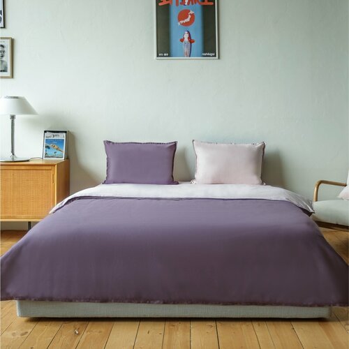 Постельное белье сатин двусторонний слива, размер Евро (200x220см)