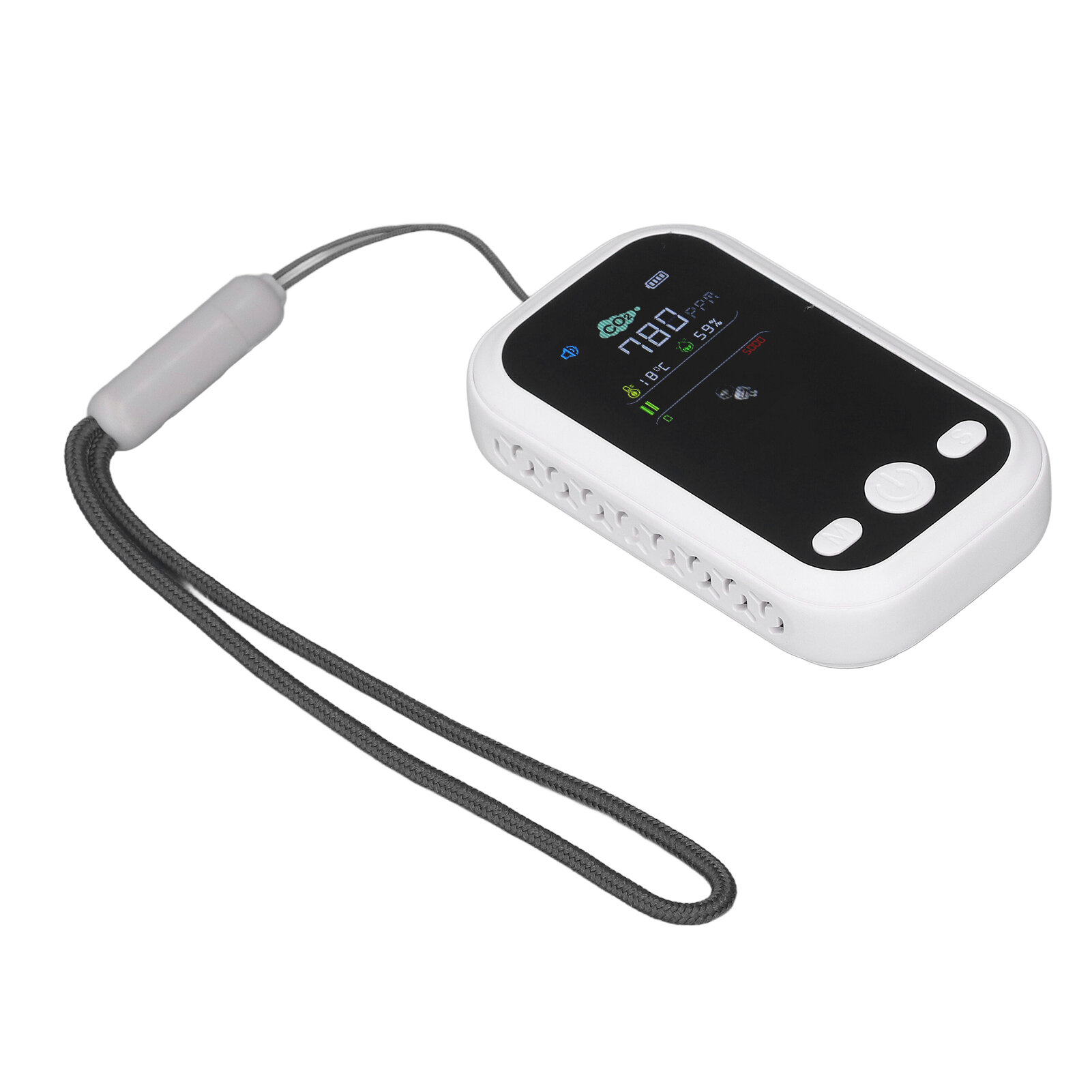 Детектор CO2 NDIR Sensing Type с функцией зарядки через С, температурным и влажностным тестером, портативный монитор качества воздуха белого цвета