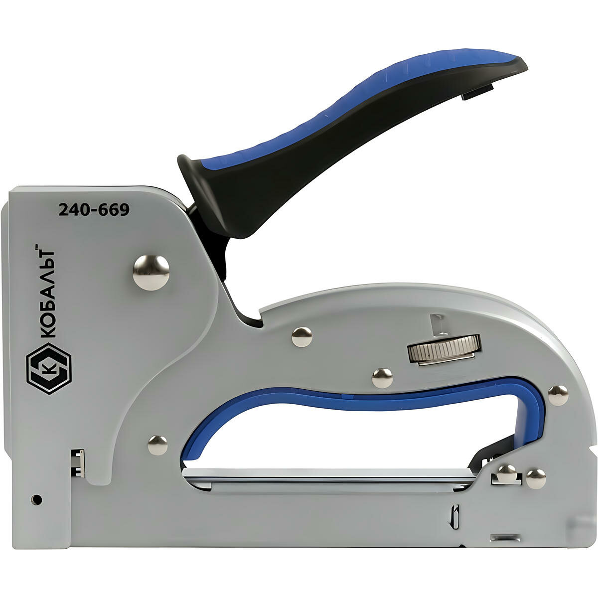 Степлер для скоб Т53 (4-14 мм, регулятор удара) кобальт 240-669