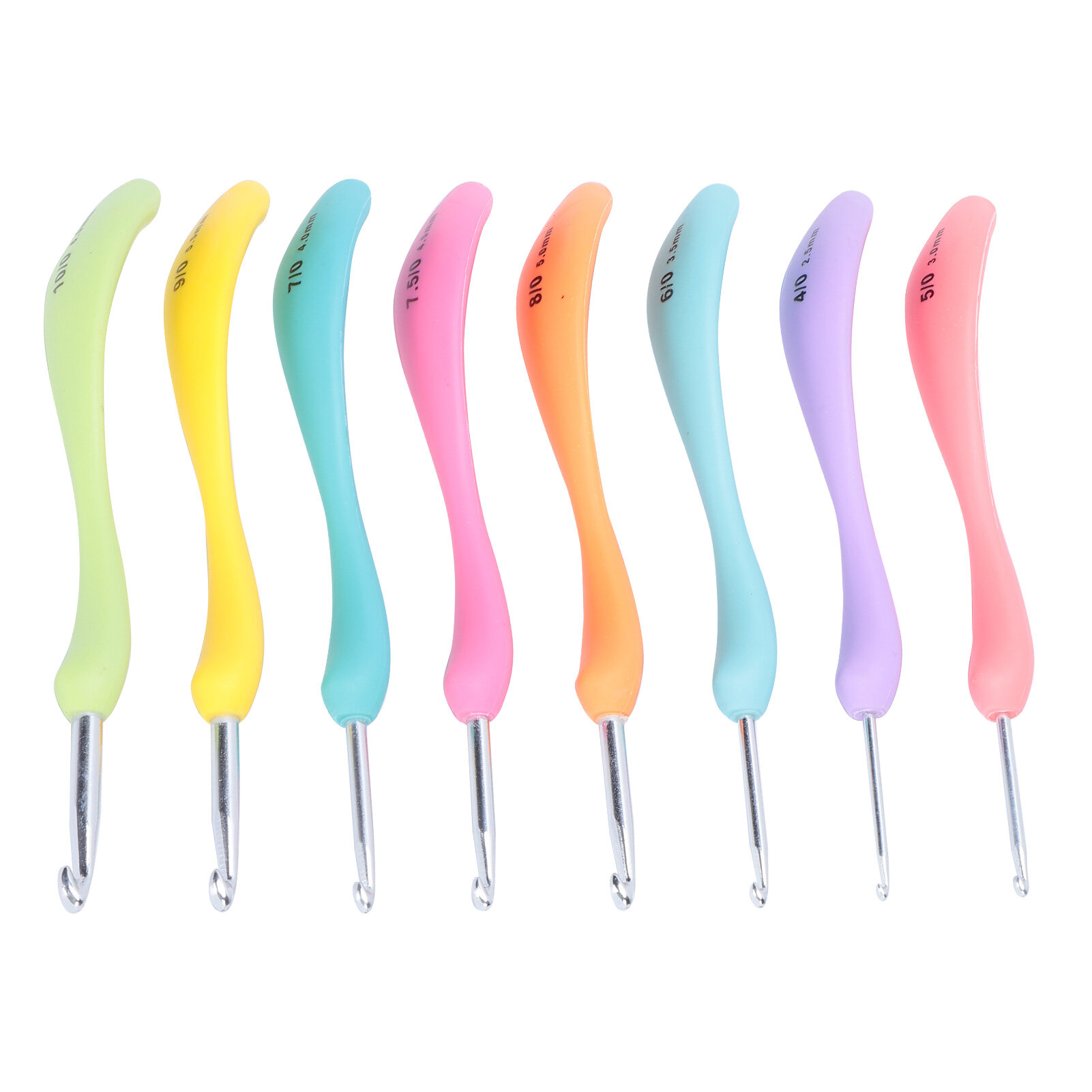 8pcs Crochet Hook Ergonomic Handle Design Knitting Tool Multicolor Aluminum Knit for Arthritic Hands