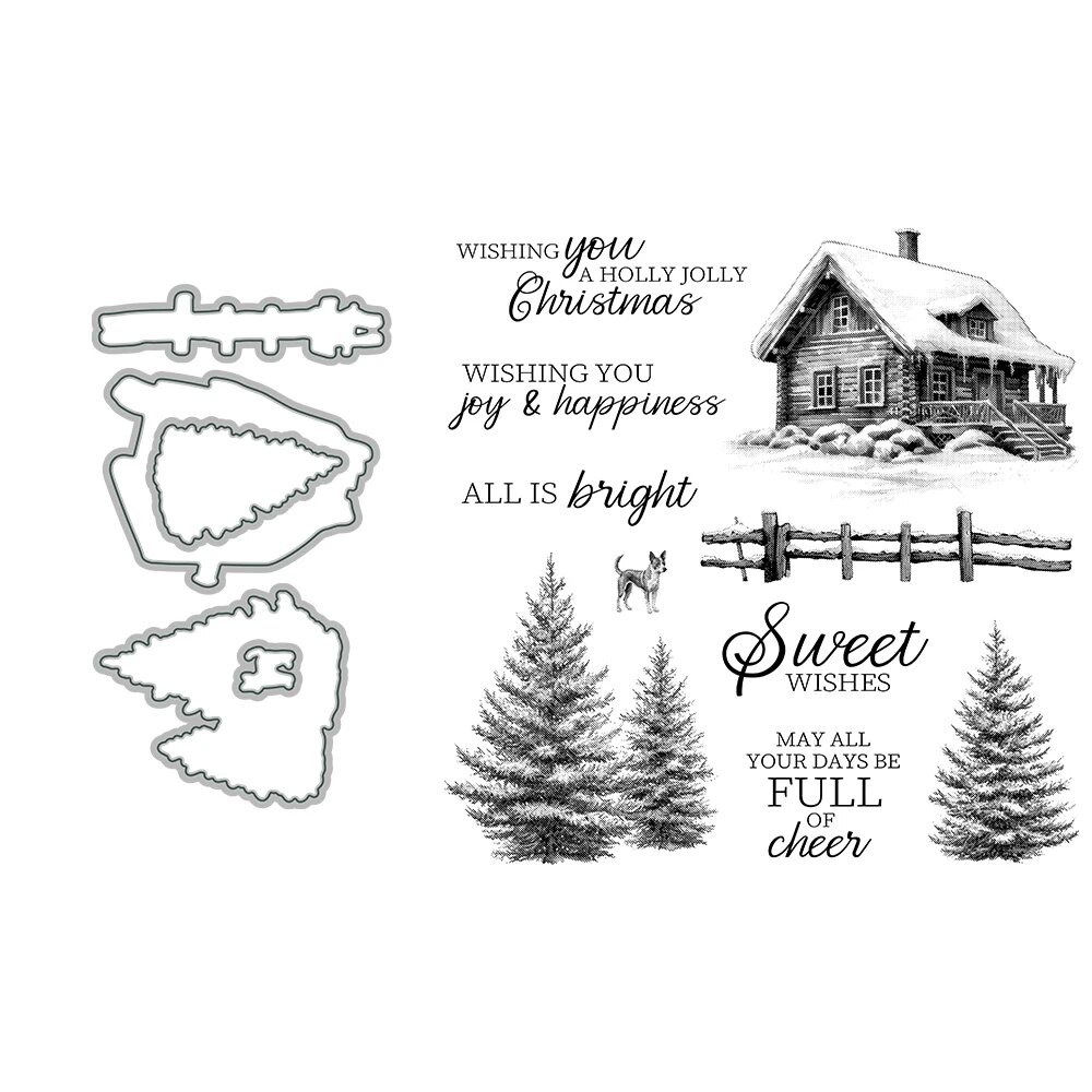 MangoCraft зимние сосны штампы для скрапбукинга dies and stamp set